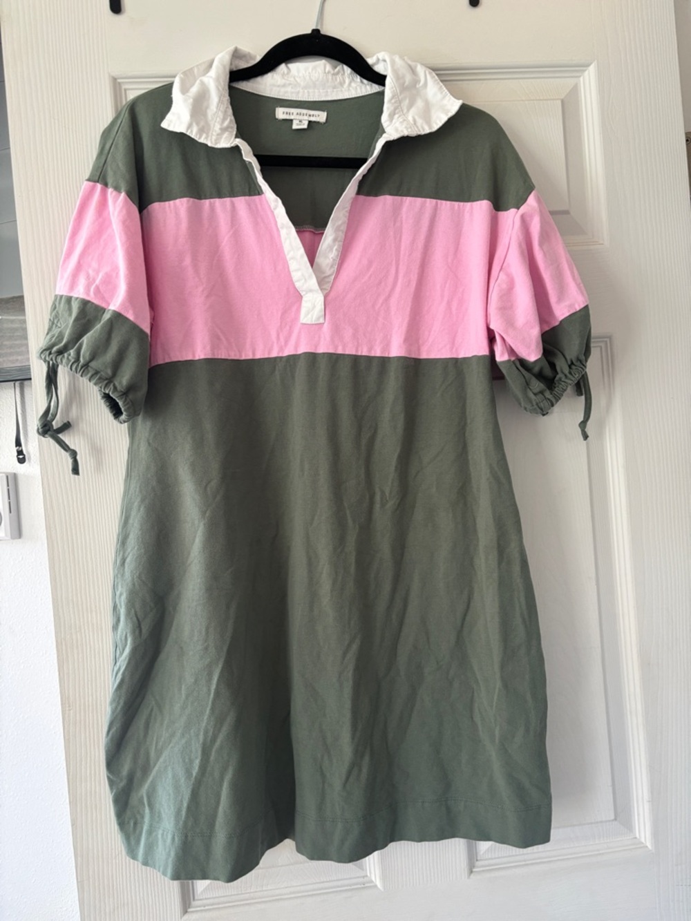 Free Assembly dress with White Collar in Olive Green